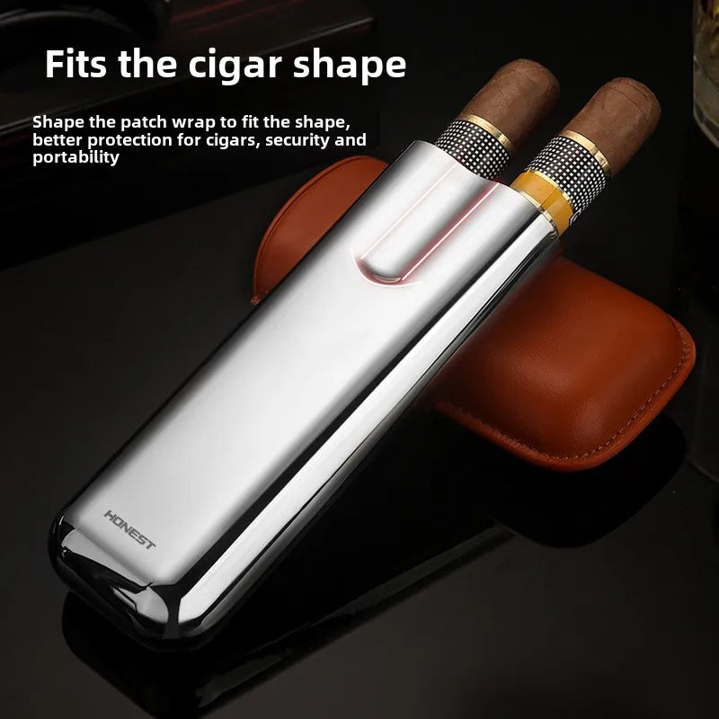 HONEST 2024 Leather Cigar Case & Tube Set | Travel Holder for 2 Cigars