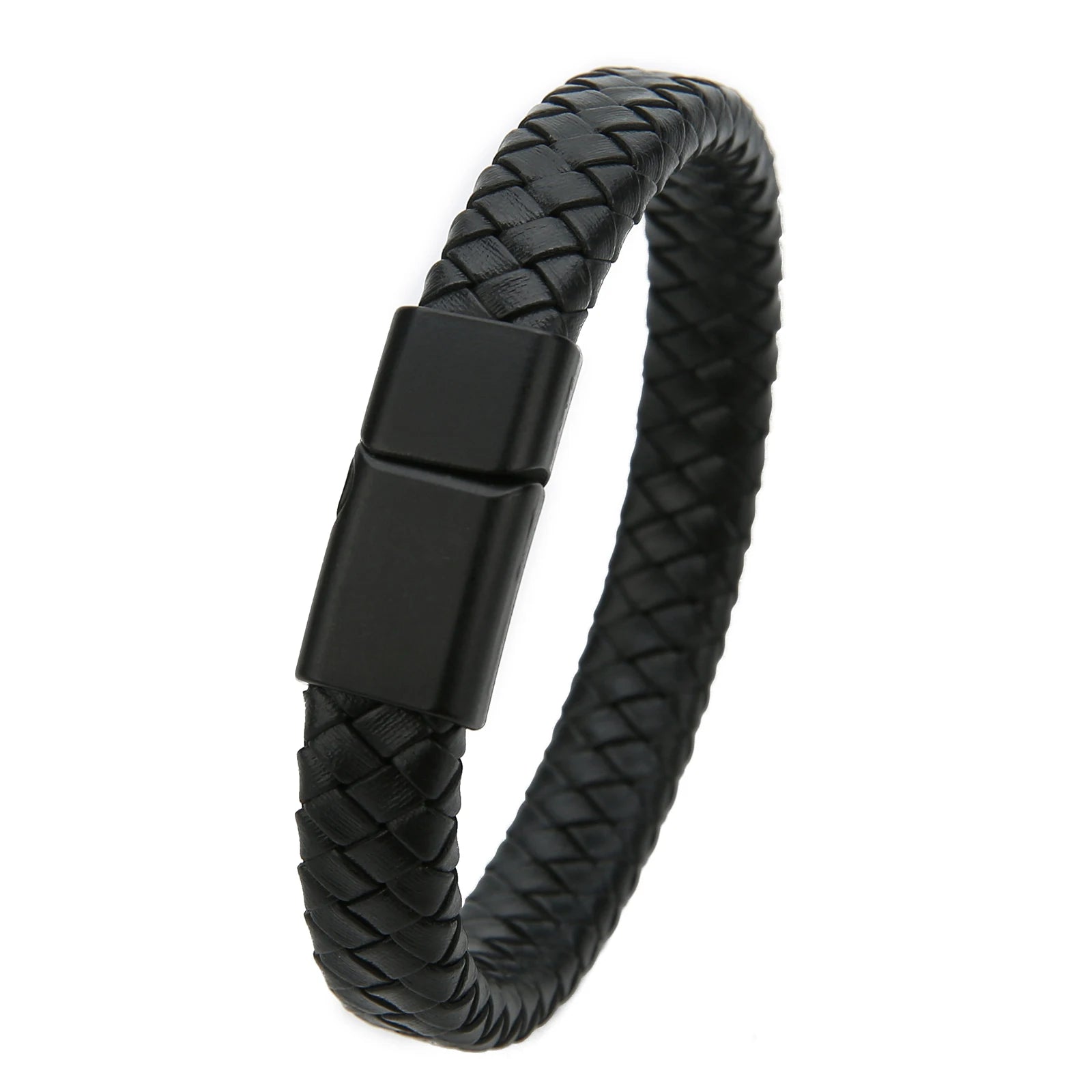 Mibrow Braided Black Leather Men’s Bracelet
