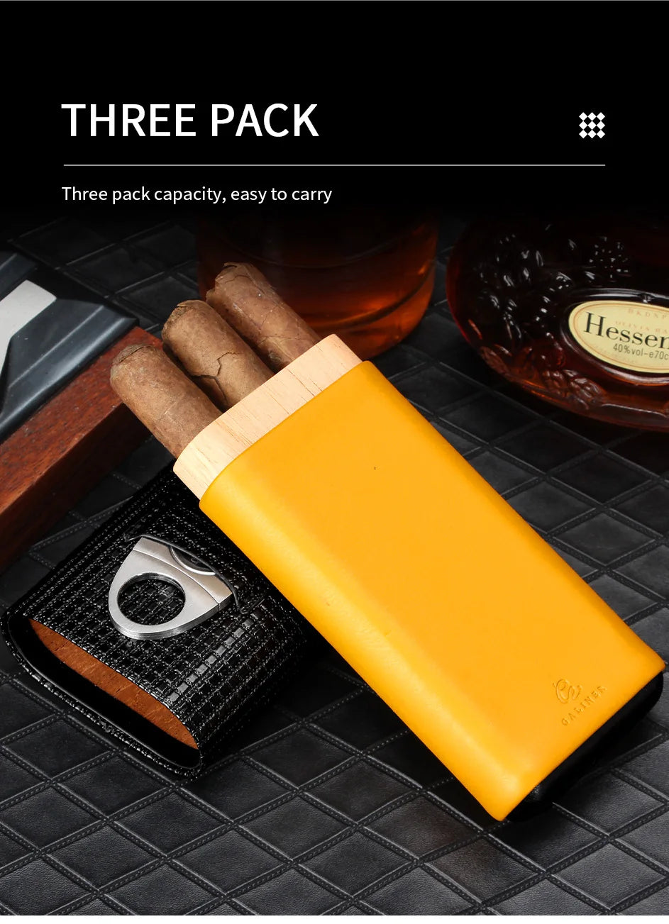 GALINER Leather Cigar Humidor Case with Cedar Lining