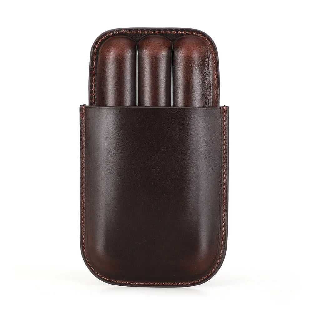 Genuine Leather Cigar Case – Portable Travel Humidor