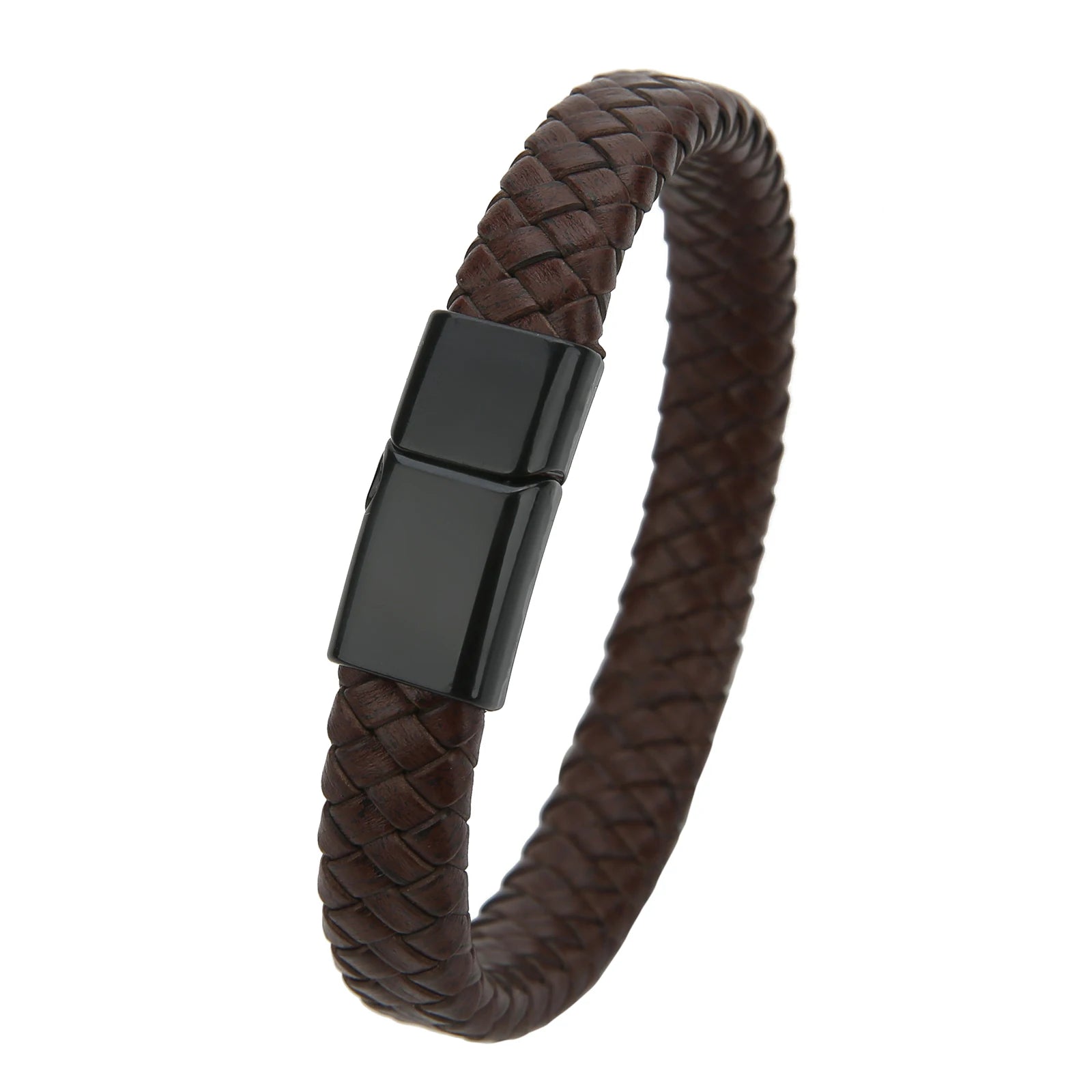Mibrow Braided Black Leather Men’s Bracelet