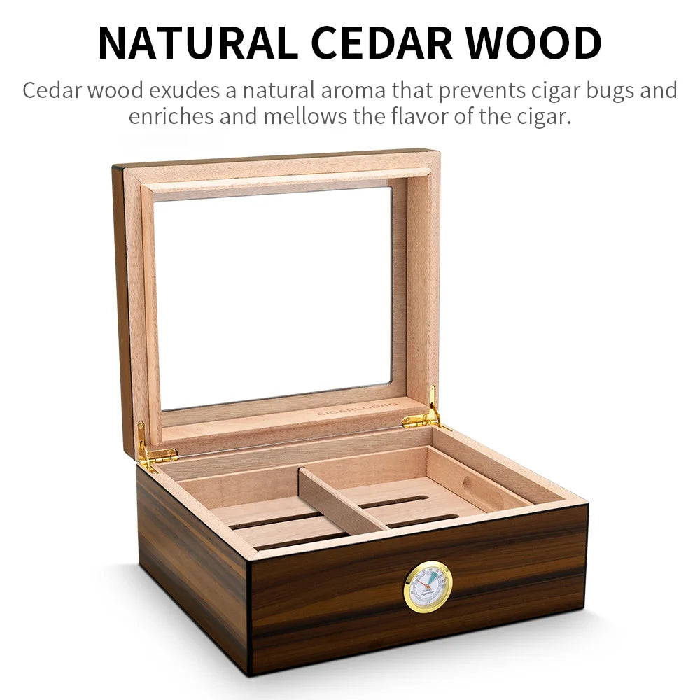 Spanish Cedar Cigar Humidor with Hygrometer – Large Storage Box