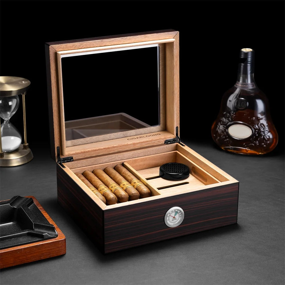 Spanish Cedar Cigar Humidor with Hygrometer – Large Storage Box