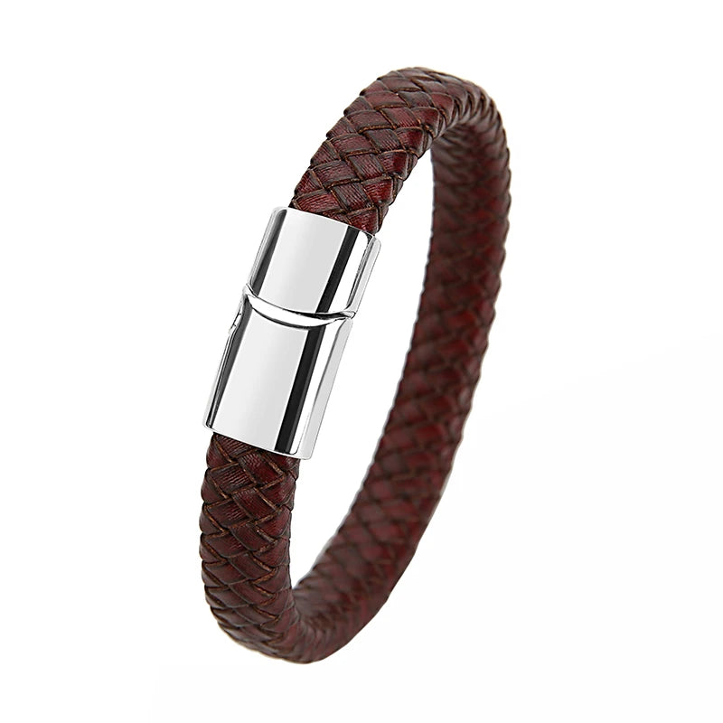 Mibrow Braided Black Leather Men’s Bracelet