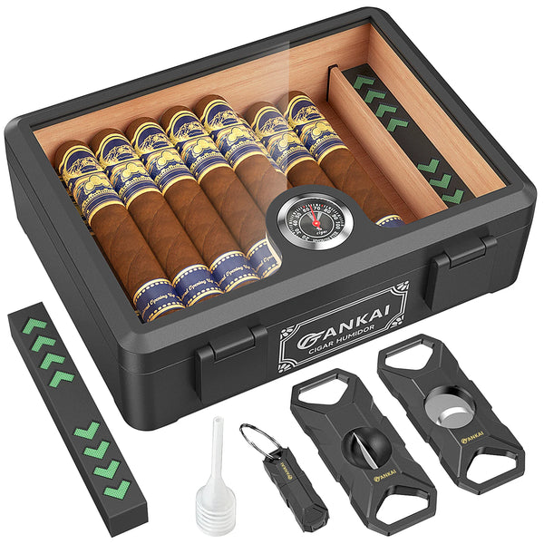 Cedar Wood Cigar Humidor with Glass Top