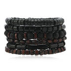 Men’s Retro Multi-Layer Wooden Bead Bracelet | Handmade Elastic Jewelry