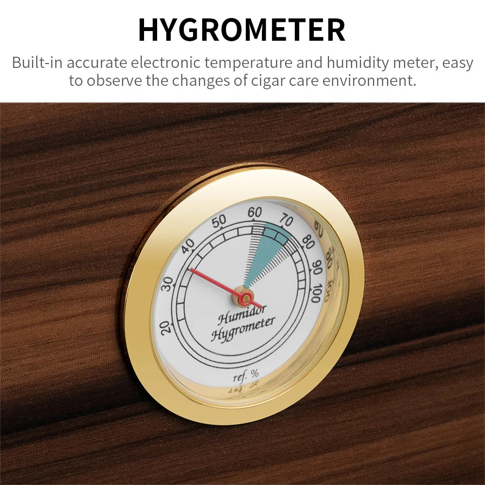 Spanish Cedar Cigar Humidor with Hygrometer – Large Storage Box