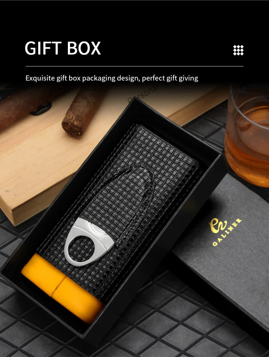 GALINER Leather Cigar Humidor Case with Cedar Lining