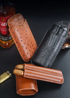 Luxury PU Leather Cigar Case – 2 Cigar Travel Humidor