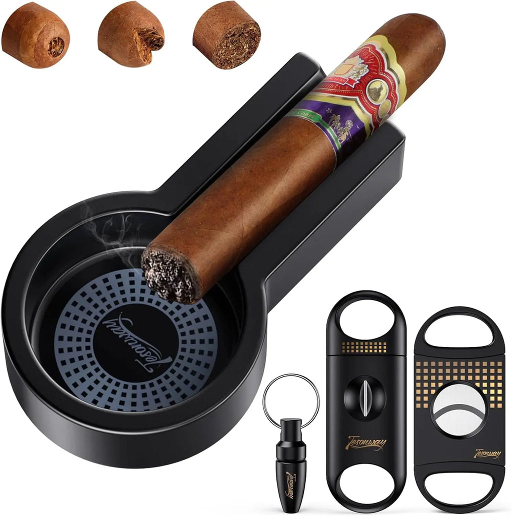 Portable Cigar Ashtray with V-Cut & Punch