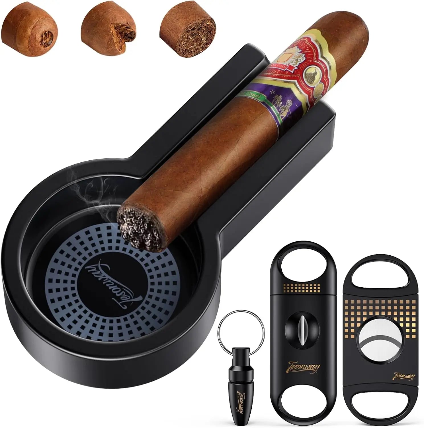 Portable Cigar Ashtray with V-Cut & Punch