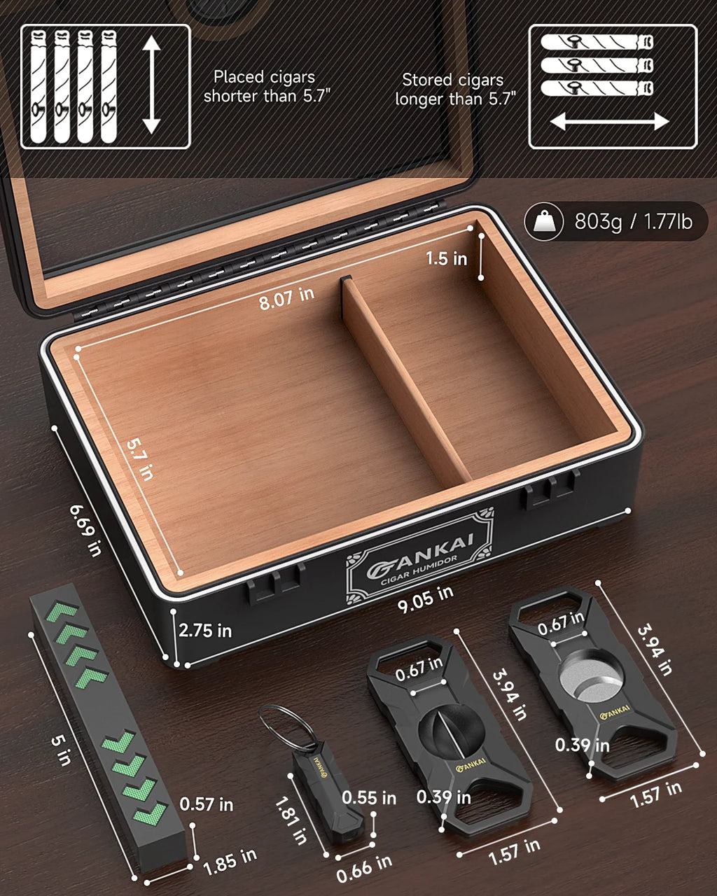 Cedar Wood Cigar Humidor with Glass Top