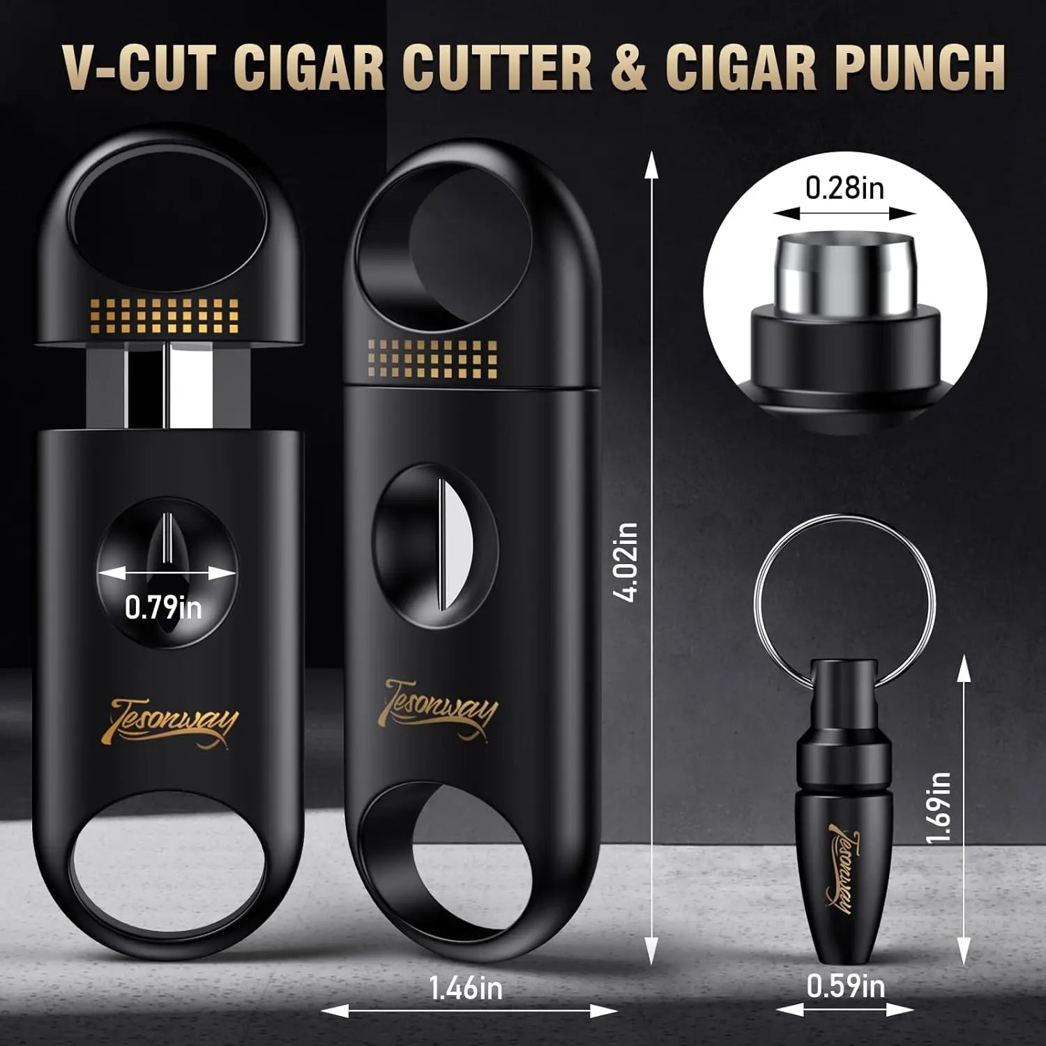 Portable Cigar Ashtray with V-Cut & Punch