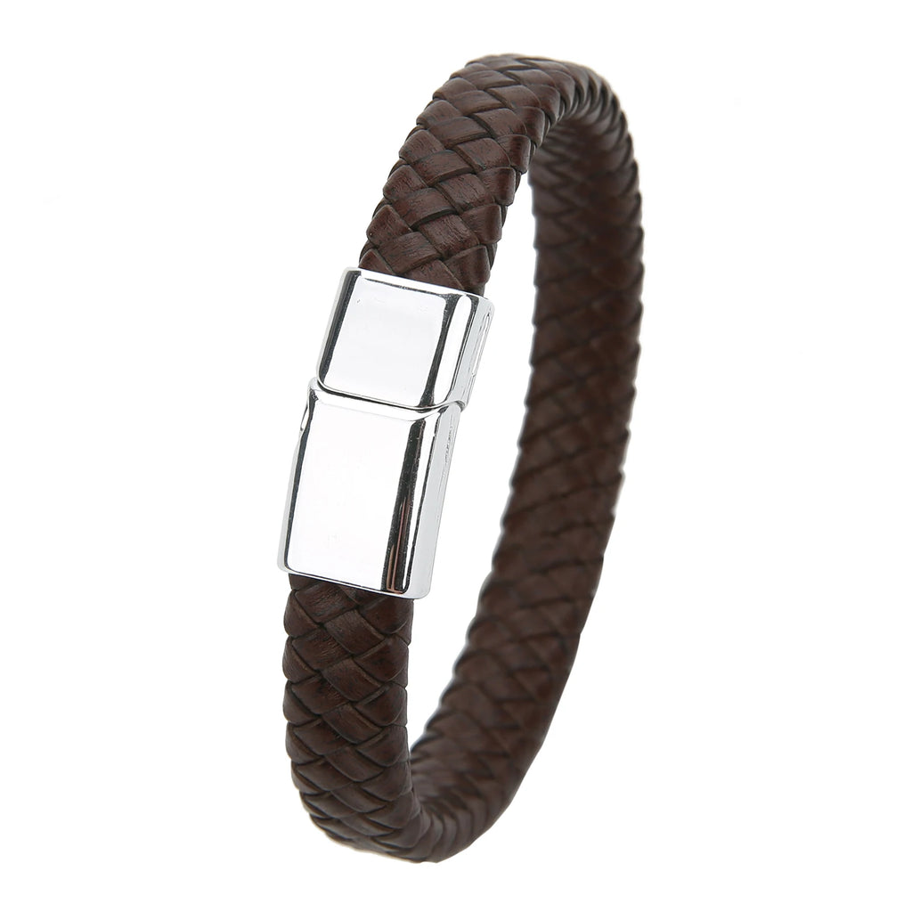 Mibrow Braided Black Leather Men’s Bracelet
