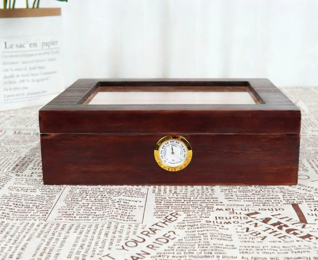 30 Cigar Solid Wood Humidor with Hygrometer