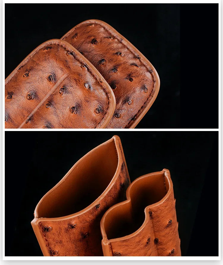 Luxury PU Leather Cigar Case – 2 Cigar Travel Humidor