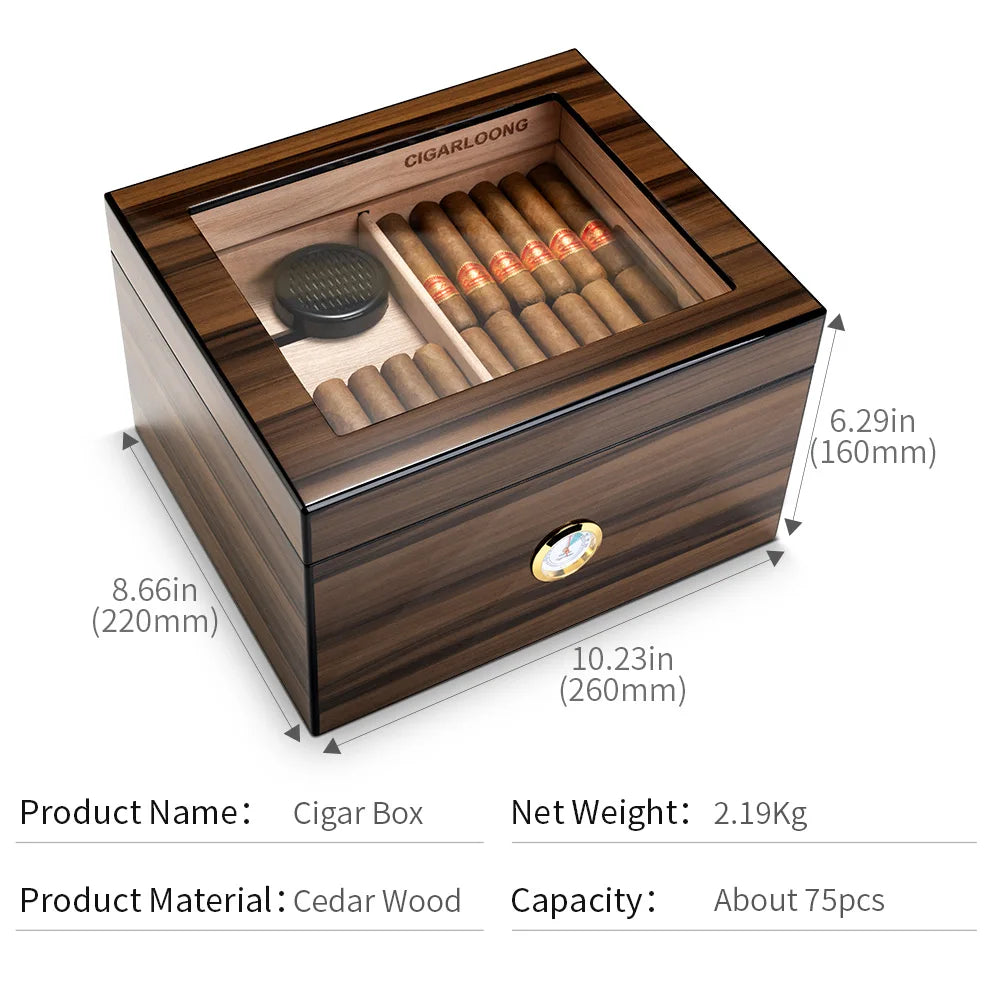 Spanish Cedar Cigar Humidor with Hygrometer – Large Storage Box