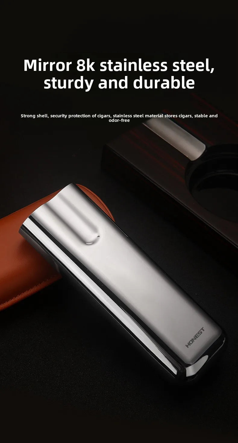 HONEST 2024 Leather Cigar Case & Tube Set | Travel Holder for 2 Cigars