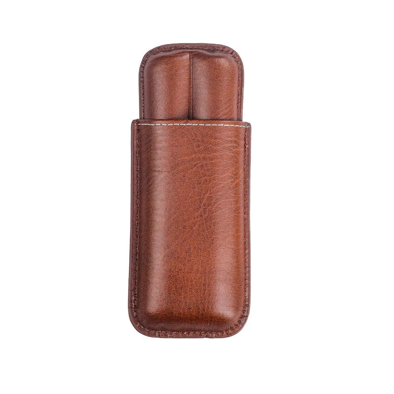 Luxury PU Leather Cigar Case – 2 Cigar Travel Humidor