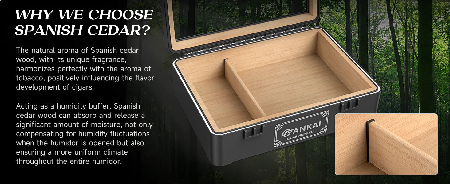 Cedar Wood Cigar Humidor with Glass Top