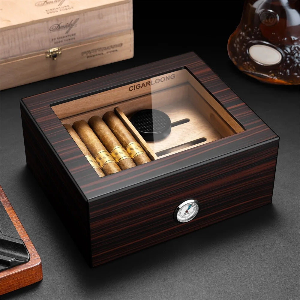 Spanish Cedar Cigar Humidor with Hygrometer – Large Storage Box