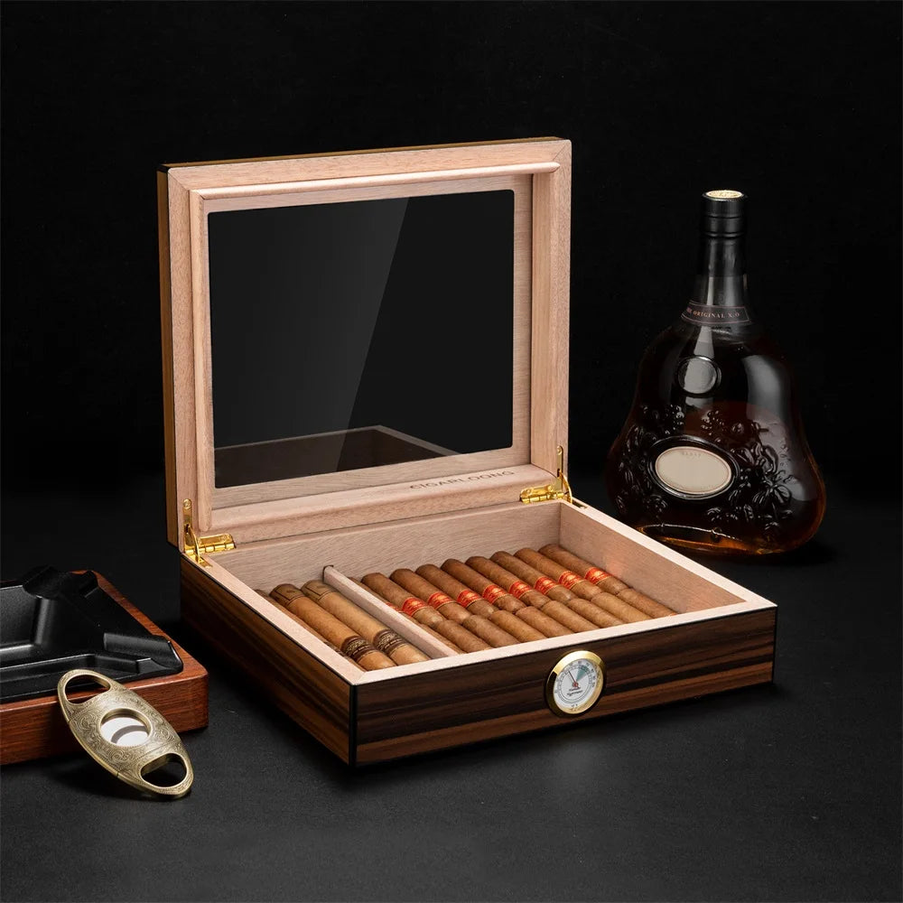 Spanish Cedar Cigar Humidor with Hygrometer – Large Storage Box