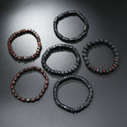 Men’s Retro Multi-Layer Wooden Bead Bracelet | Handmade Elastic Jewelry