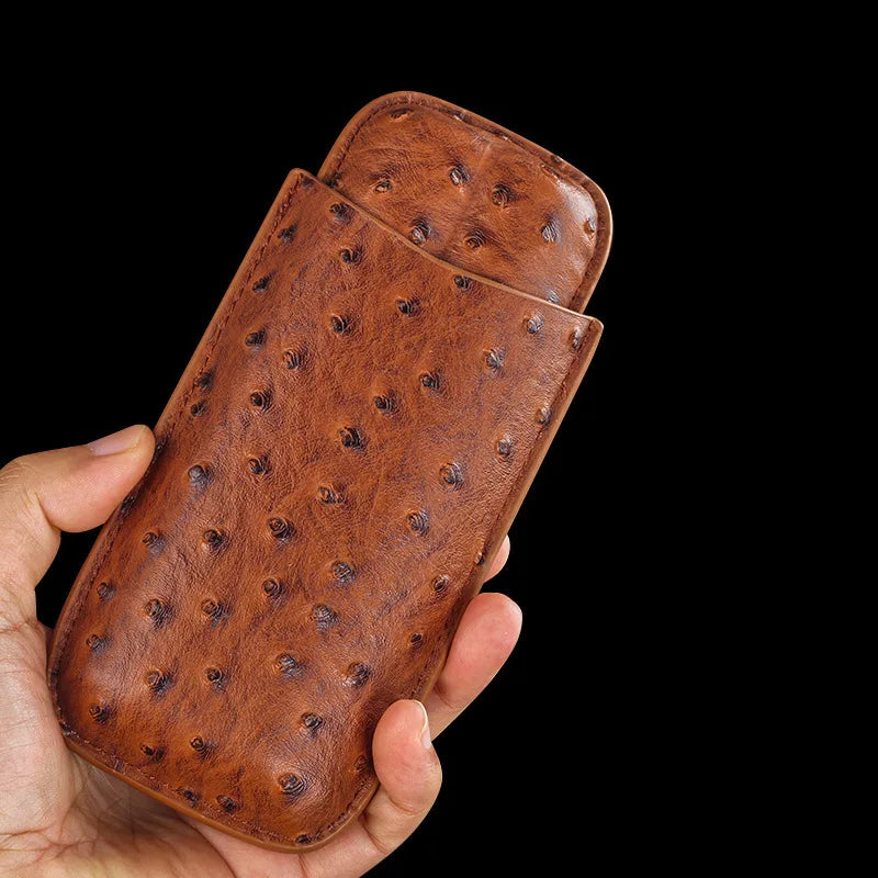 Luxury PU Leather Cigar Case – 2 Cigar Travel Humidor