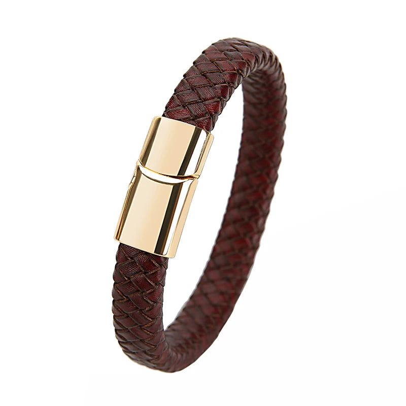 Mibrow Braided Black Leather Men’s Bracelet