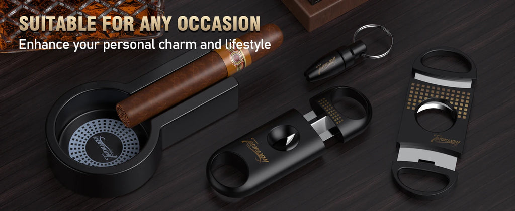 Portable Cigar Ashtray with V-Cut & Punch