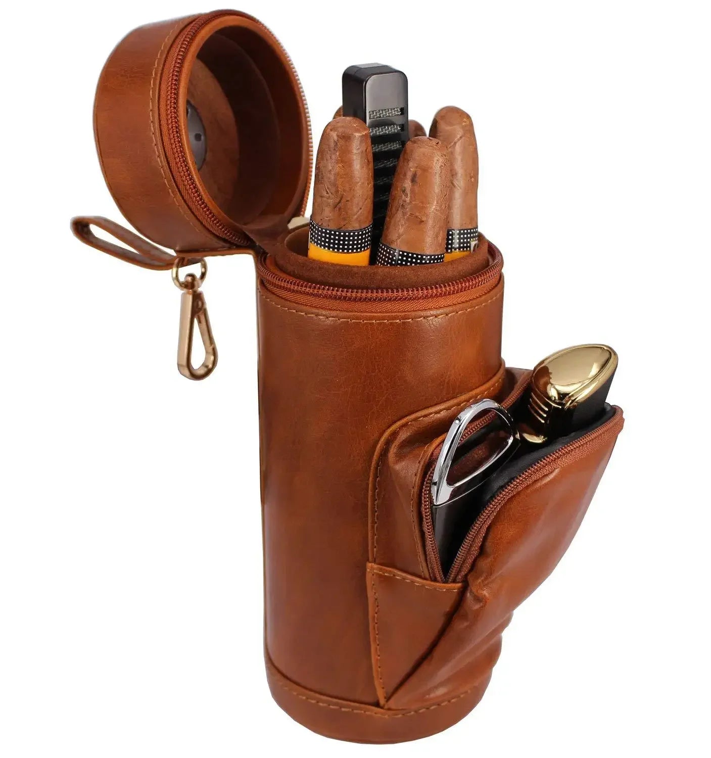 Personalized PU Leather Cigar Holder | Portable Travel Box with Moisture Pack