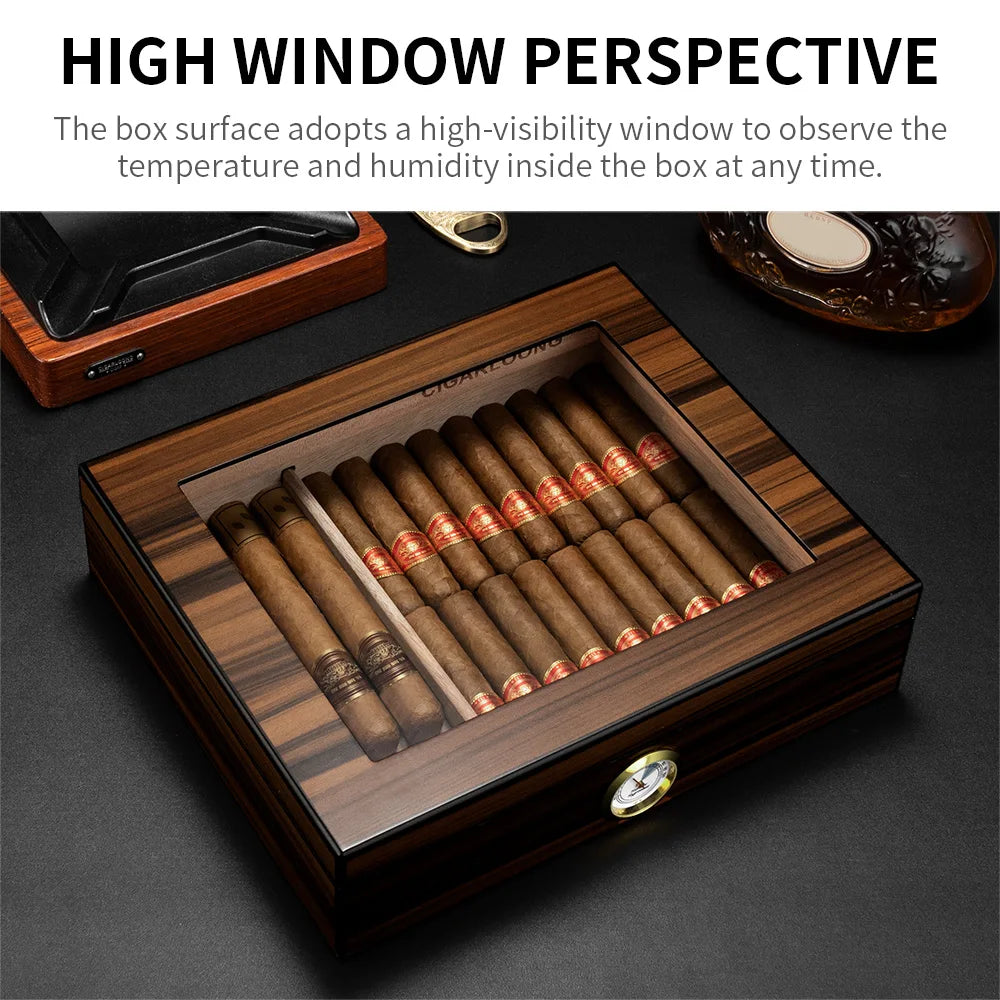 Spanish Cedar Cigar Humidor with Hygrometer – Large Storage Box