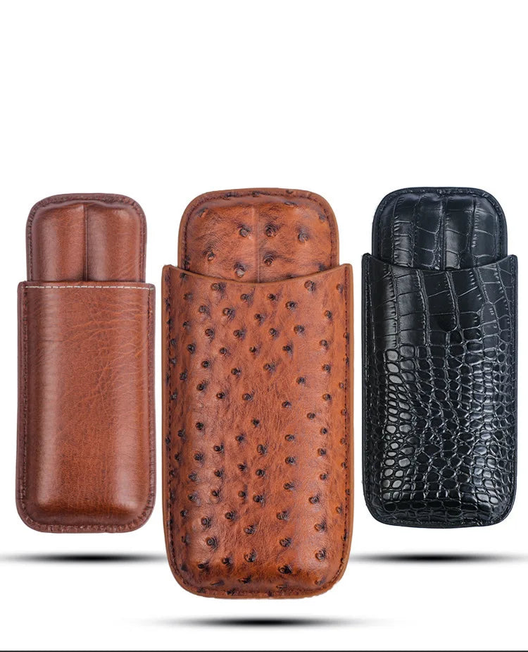Luxury PU Leather Cigar Case – 2 Cigar Travel Humidor