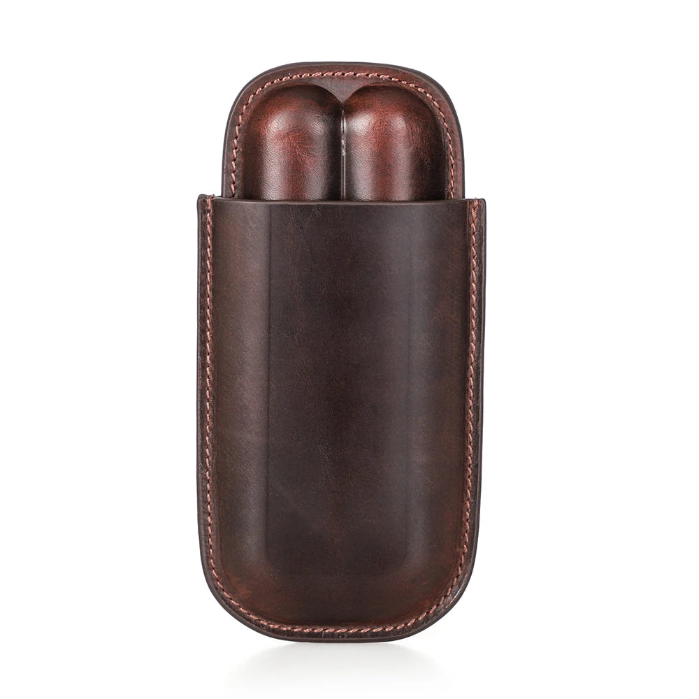 Genuine Leather Cigar Case – Portable Travel Humidor