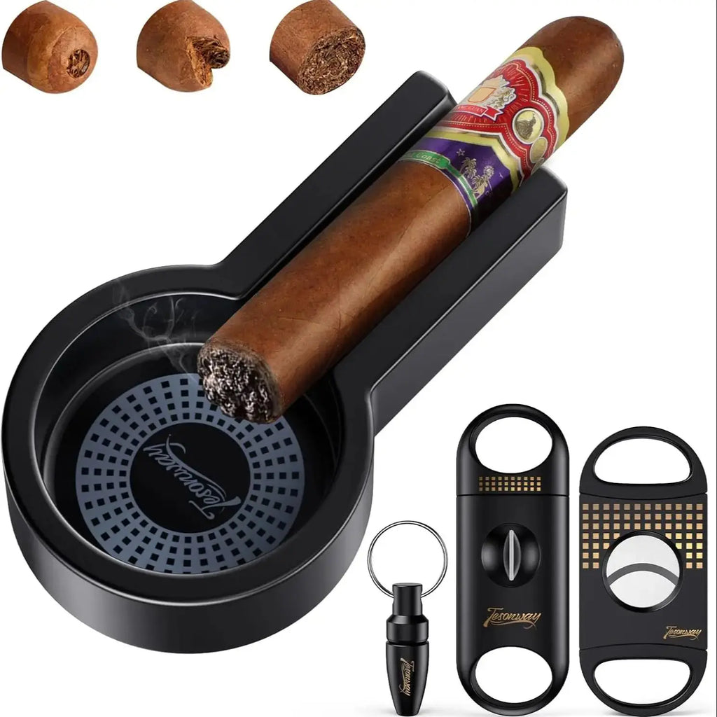Portable Cigar Ashtray with V-Cut & Punch