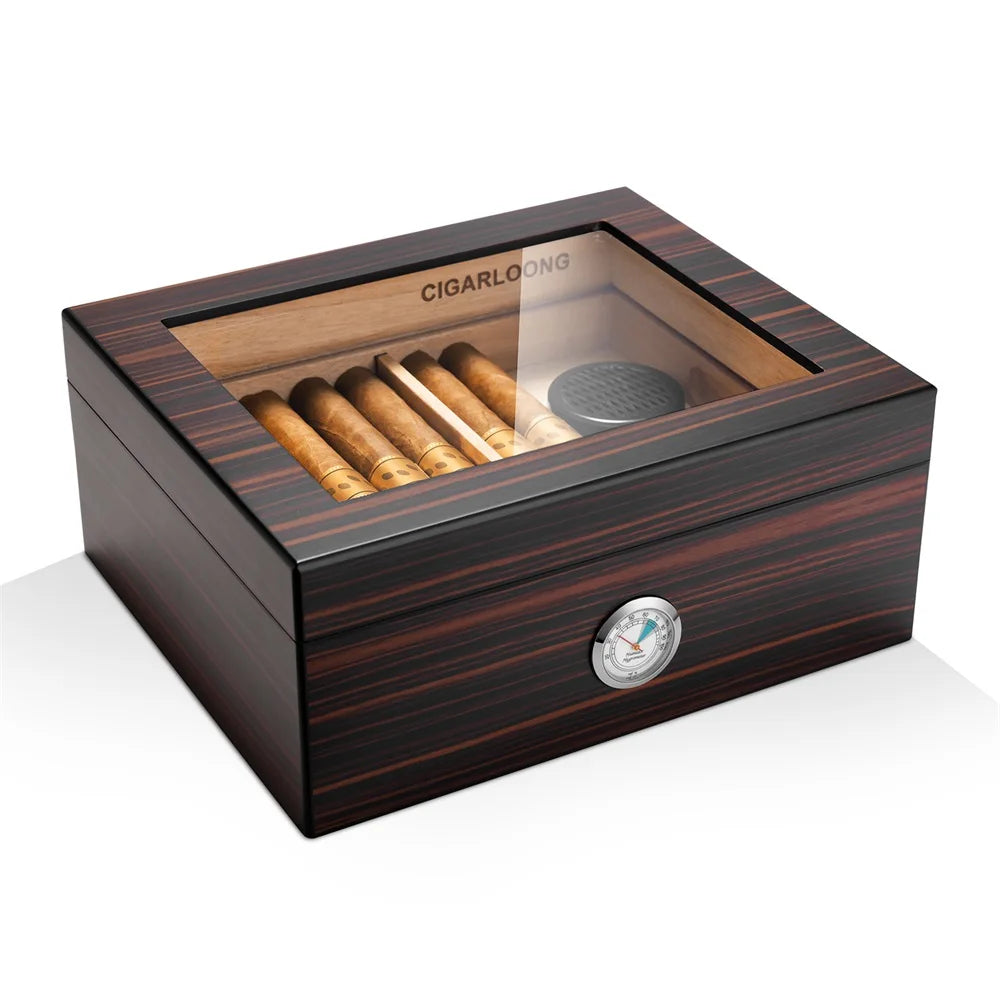 Spanish Cedar Cigar Humidor with Hygrometer – Large Storage Box