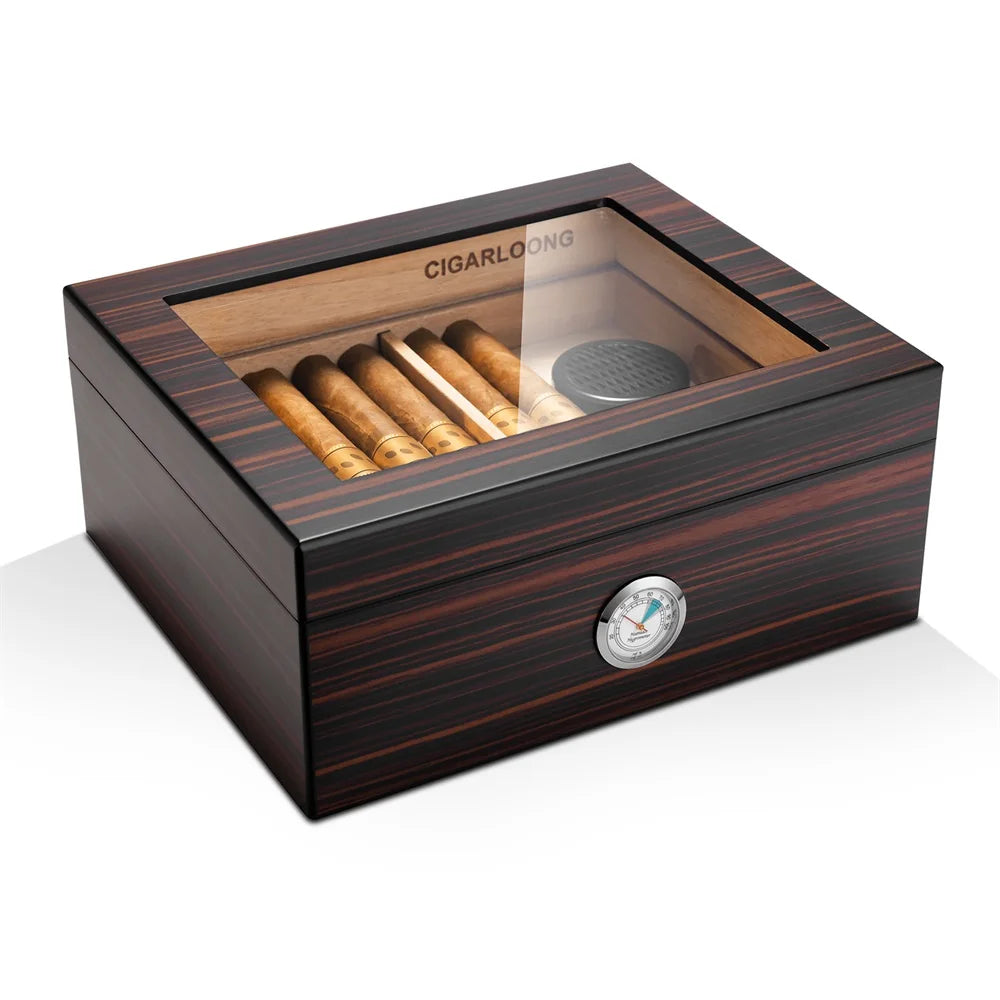 Spanish Cedar Cigar Humidor with Hygrometer – Large Storage Box