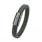 Mibrow Braided Black Leather Men’s Bracelet