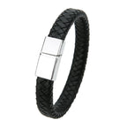 Mibrow Braided Black Leather Men’s Bracelet