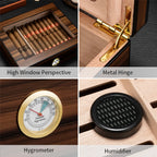 Spanish Cedar Cigar Humidor with Hygrometer – Large Storage Box