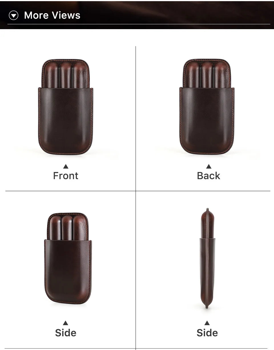 Genuine Leather Cigar Case – Portable Travel Humidor