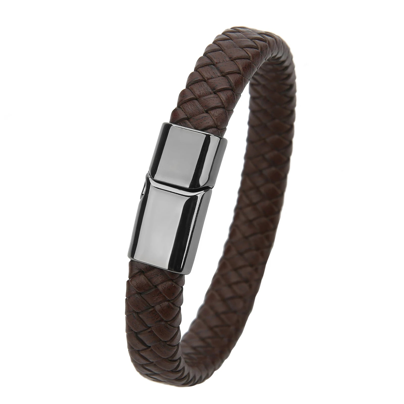 Mibrow Braided Black Leather Men’s Bracelet