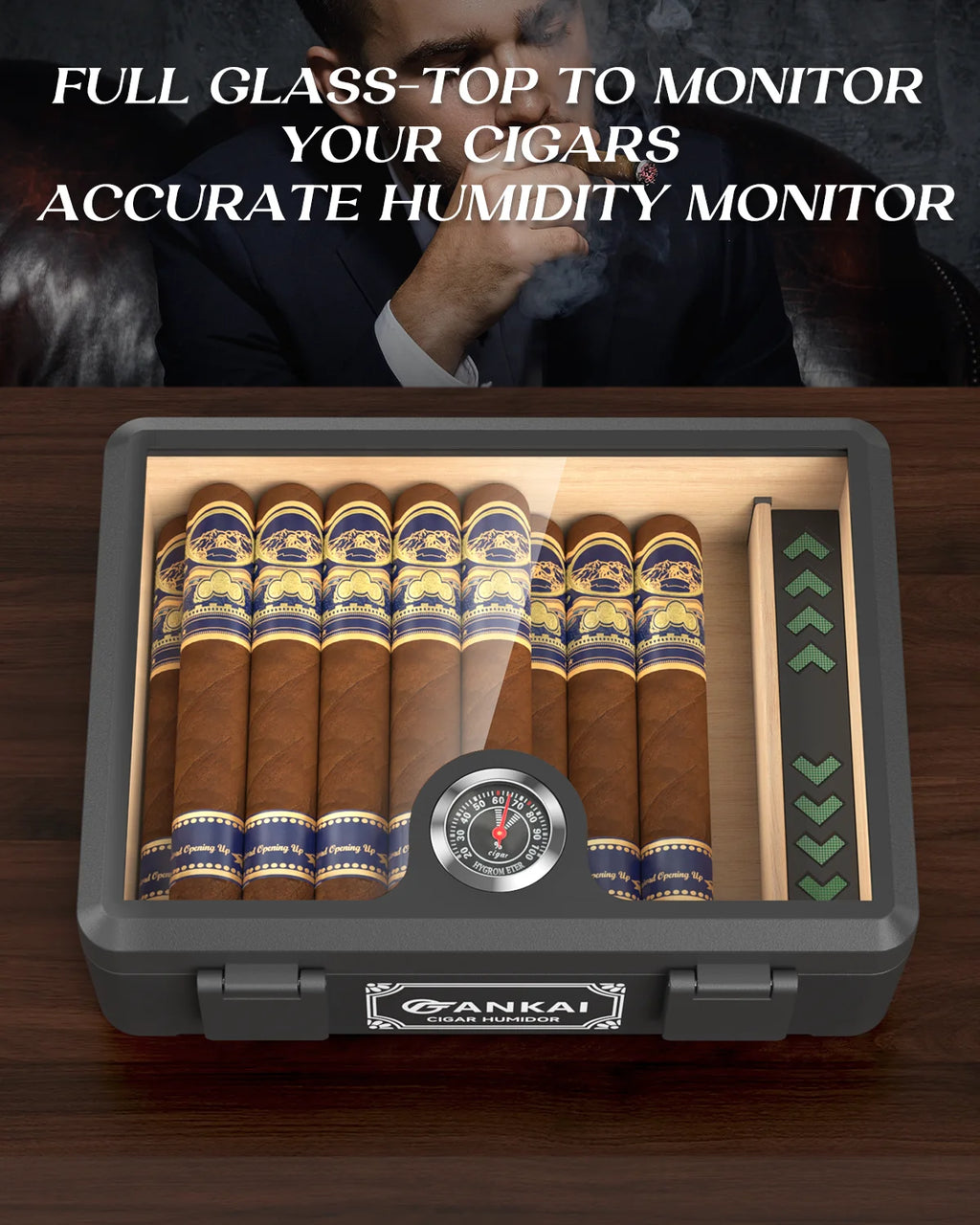 Cedar Wood Cigar Humidor with Glass Top