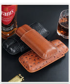 Luxury PU Leather Cigar Case – 2 Cigar Travel Humidor