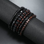 Men’s Retro Multi-Layer Wooden Bead Bracelet | Handmade Elastic Jewelry