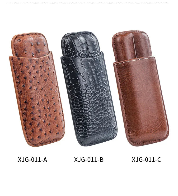 Luxury PU Leather Cigar Case – 2 Cigar Travel Humidor