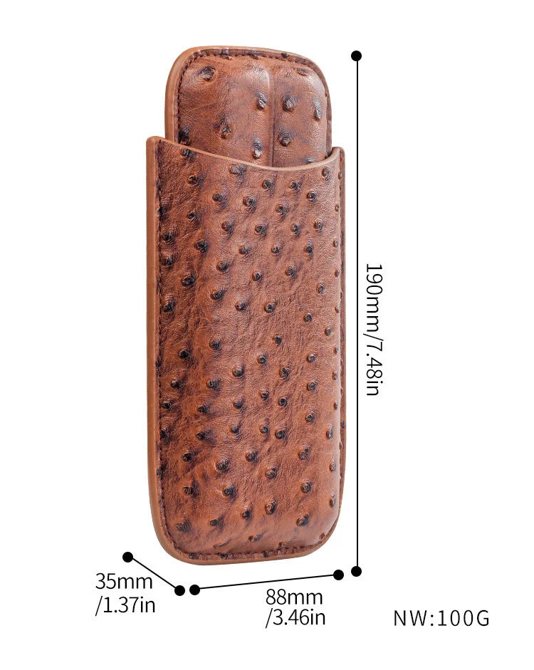 Luxury PU Leather Cigar Case – 2 Cigar Travel Humidor