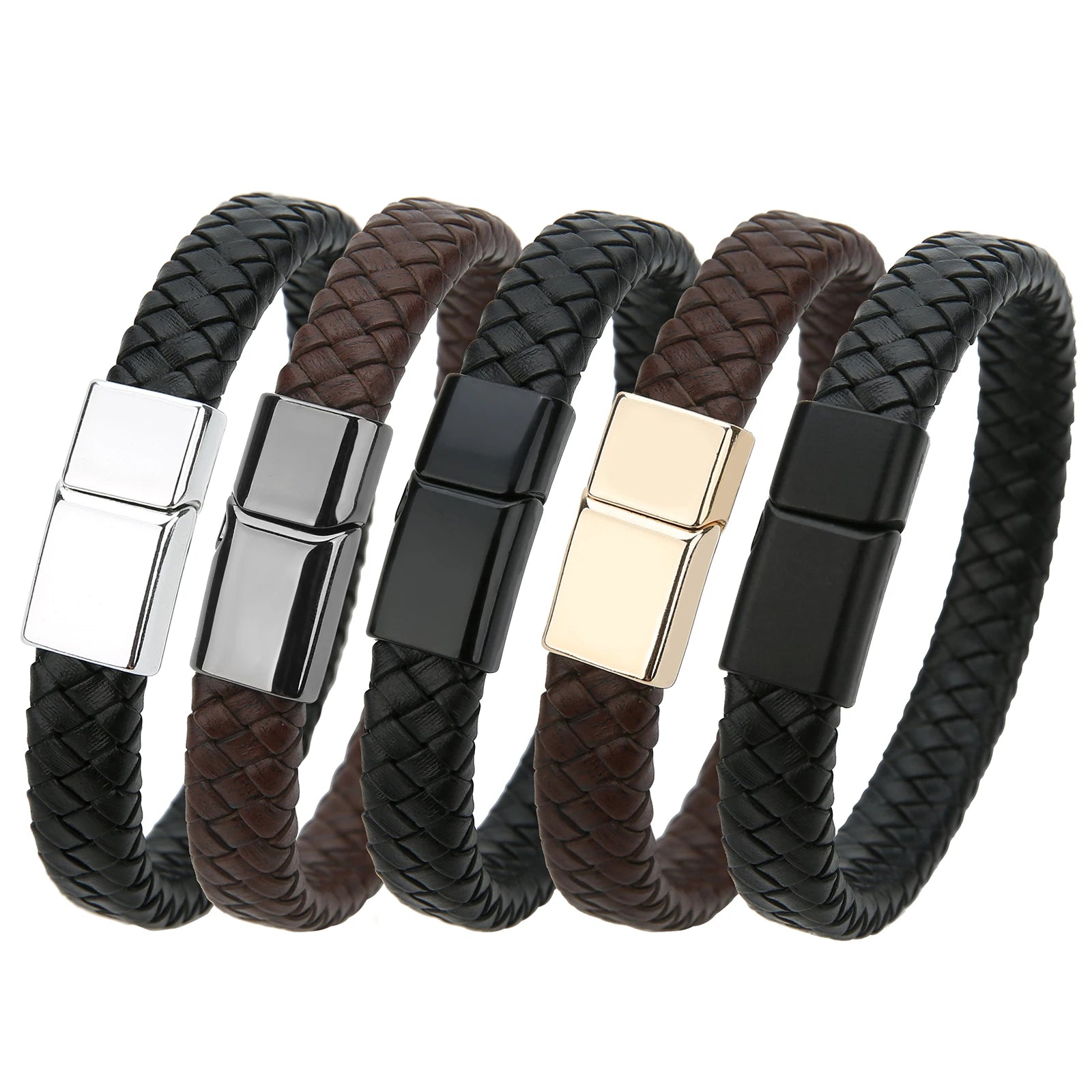Mibrow Braided Black Leather Men’s Bracelet