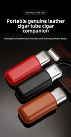 HONEST 2024 Leather Cigar Case & Tube Set | Travel Holder for 2 Cigars
