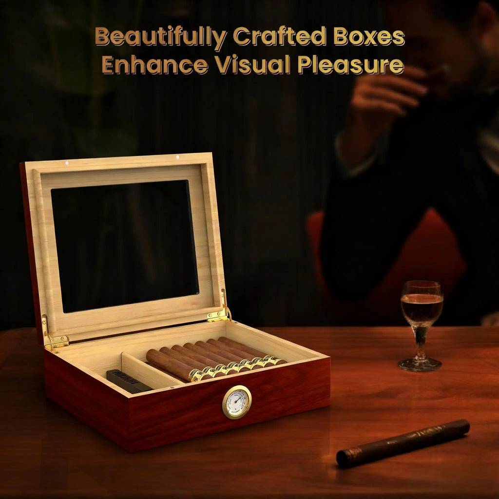 30 Cigar Solid Wood Humidor with Hygrometer